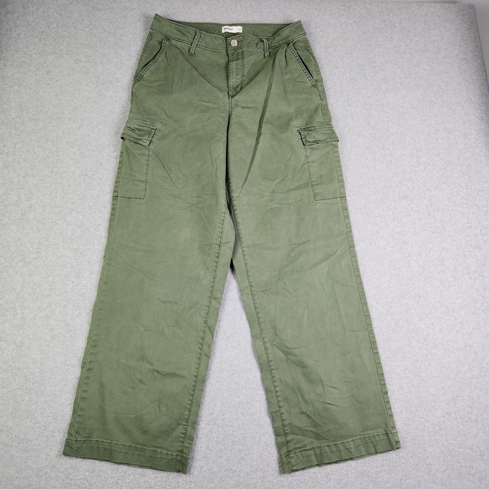 Sonoma Cargo Pants Womens 10 Green Cotton High Rise Utility Twill Wide Leg